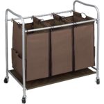 Rolling Laundry Hamper 3 bags brown