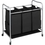 Rolling Laundry Hamper 3 Bags - Black
