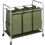 Rolling Laundry Hamper 3 Bags - Army Green