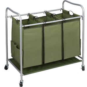 Rolling Laundry Hamper 3 Bags - Army Green