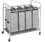 Rolling Laundry Hamper 3 bags army grey