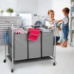 Rolling Laundry Hamper 3 Bags with Iron Board