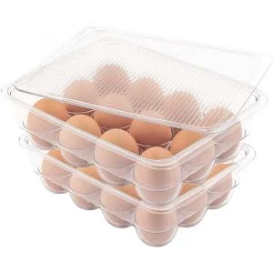 Fridge Bin Egg Holder, Plastic Stackable BPA Free With Lid – 12, 14, 18, 21 Eggs