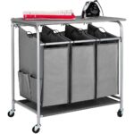 Rolling Laundry Hamper 3 bags GRAY