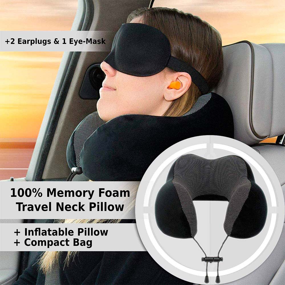Travel Neck Pillow Memory Foam Comfortable Breathable Cover