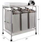 Rolling Laundry Hamper 3 Bags with Iron Board
