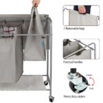 Rolling Laundry Hamper 3 Bags with Iron Board