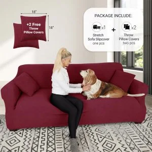 Sofa Slip Covers Burgundy Red