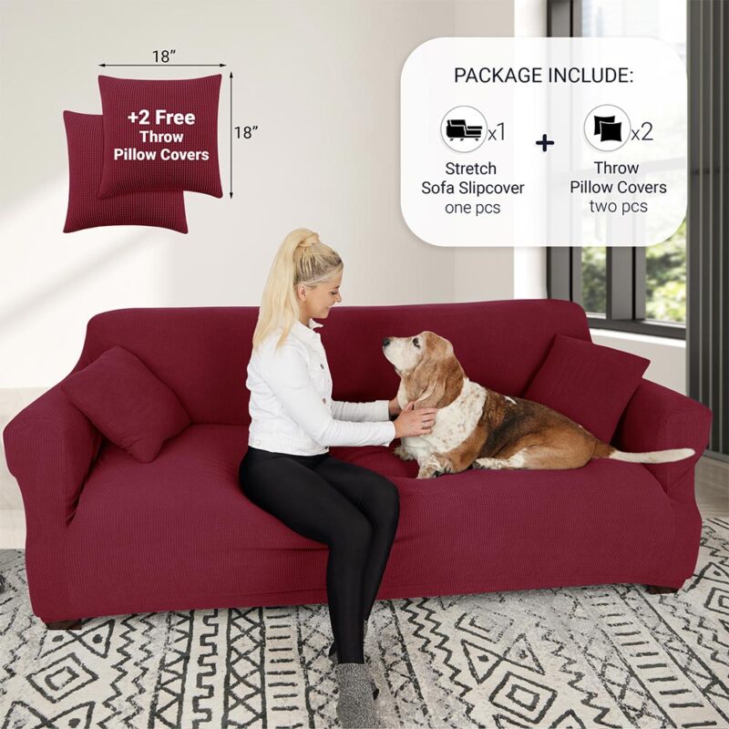 Sofacover loveseat burgundy red