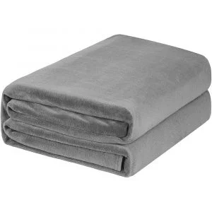 Velvet Plush Throw Blanket Light Grey for All Seasons