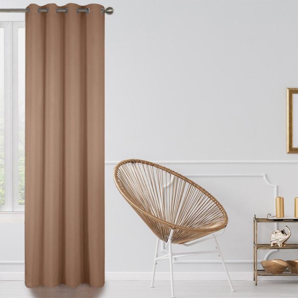 Blackout Lined Door Window Curtains 2 Panel Light Brown