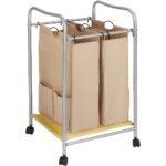 Rolling Laundry Hamper 2 Bags - Beige