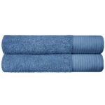 Premium Super Soft Bath Towels Ultra Absorbent 100% Cotton Eco-Friendly Set 650 GSM - Blue, 2 PCS