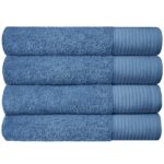 Premium Super Soft Bath Towels Ultra Absorbent 100% Cotton Eco-Friendly Set 650 GSM - Blue, 4 PCS