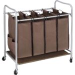 Rolling Laundry Hamper 4 bags brown