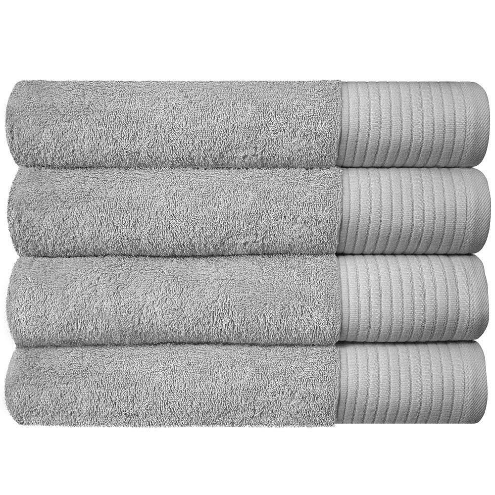Soft Bath Towels Ultra Absorbent 100% Cotton Eco-Friendly Set 600 GSM – 4 PCS, Grey