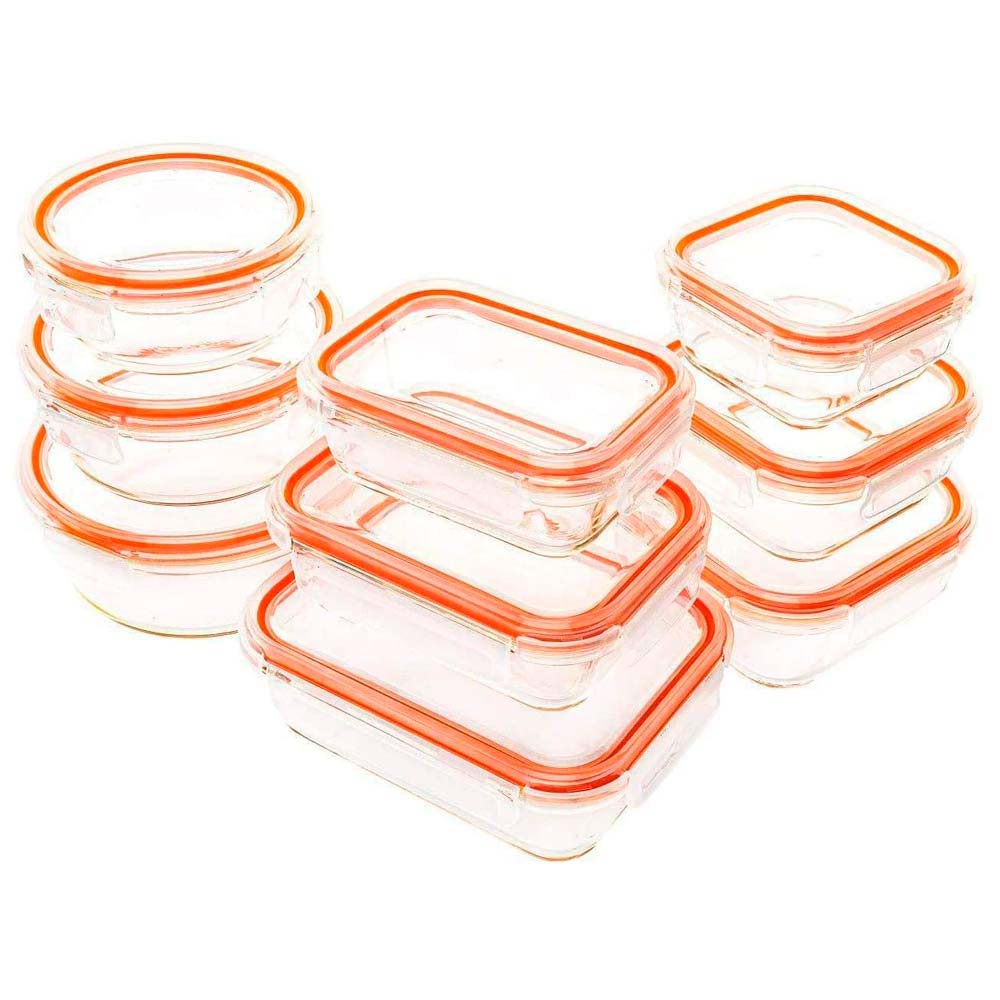 Moss & Stone Extra Large Glass Food Storage Containers Set of 3, 101 Oz/ 54  Oz/ 16 Oz Deep Rectangular Glass Food Container with Lid, Leak Proof