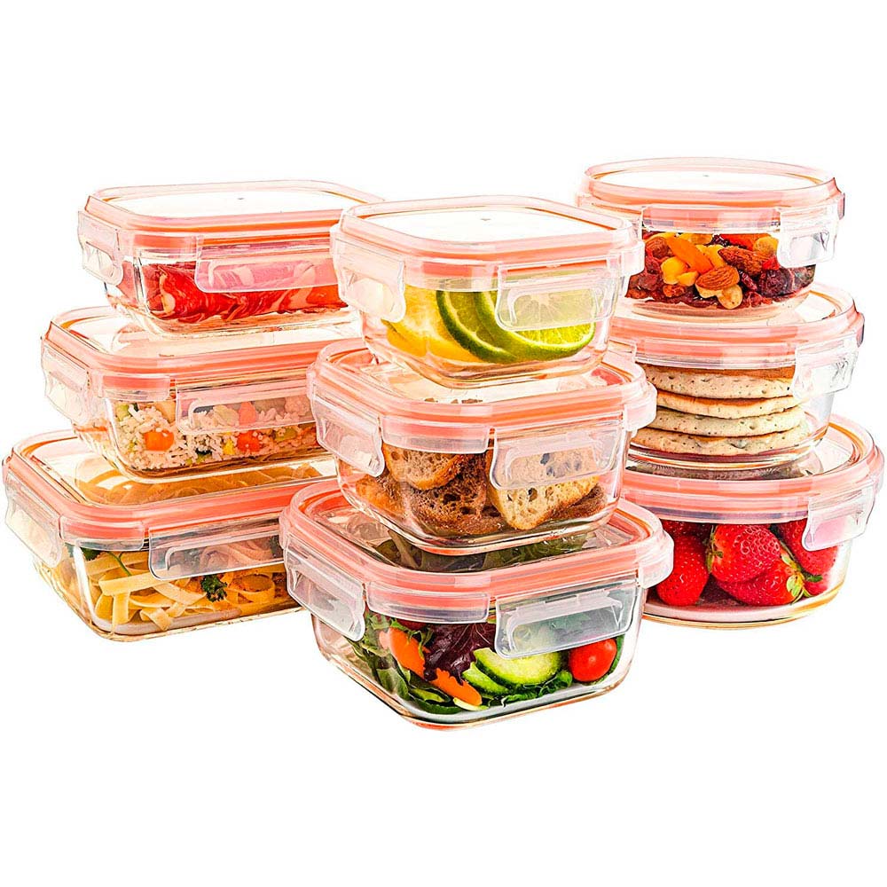 S Salient 18 Piece Glass Food Storage Containers with Lids, Glass Meal Prep  Containers BPA Free & Leak Proof (9 Lids & 9 Containers) 