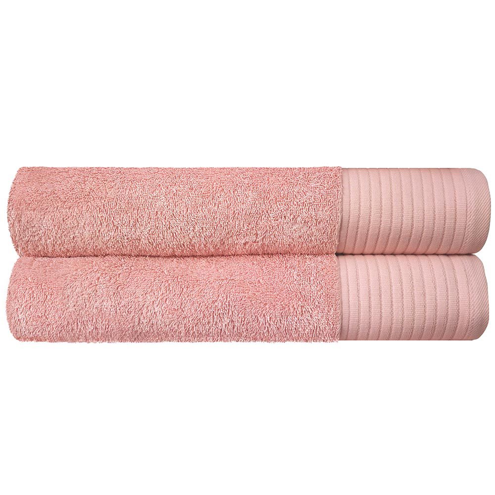 Premium Super Soft Bath Towels Ultra Absorbent 100% Cotton Eco-Friendly Set 650 GSM – Pink Lemonade, 2 PCS