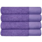 Premium Super Soft Bath Towels Ultra Absorbent 100% Cotton Eco-Friendly Set 650 GSM - Purple, 4 PCS
