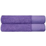 Premium Super Soft Bath Towels Ultra Absorbent 100% Cotton Eco-Friendly Set 650 GSM - Purple, 2 PCS