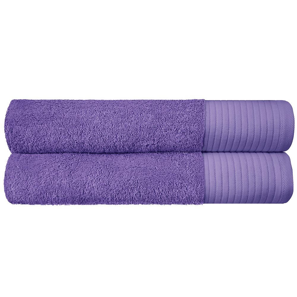 Premium Super Soft Bath Towels Ultra Absorbent 100% Cotton Eco-Friendly Set 650 GSM – Purple, 2 PCS
