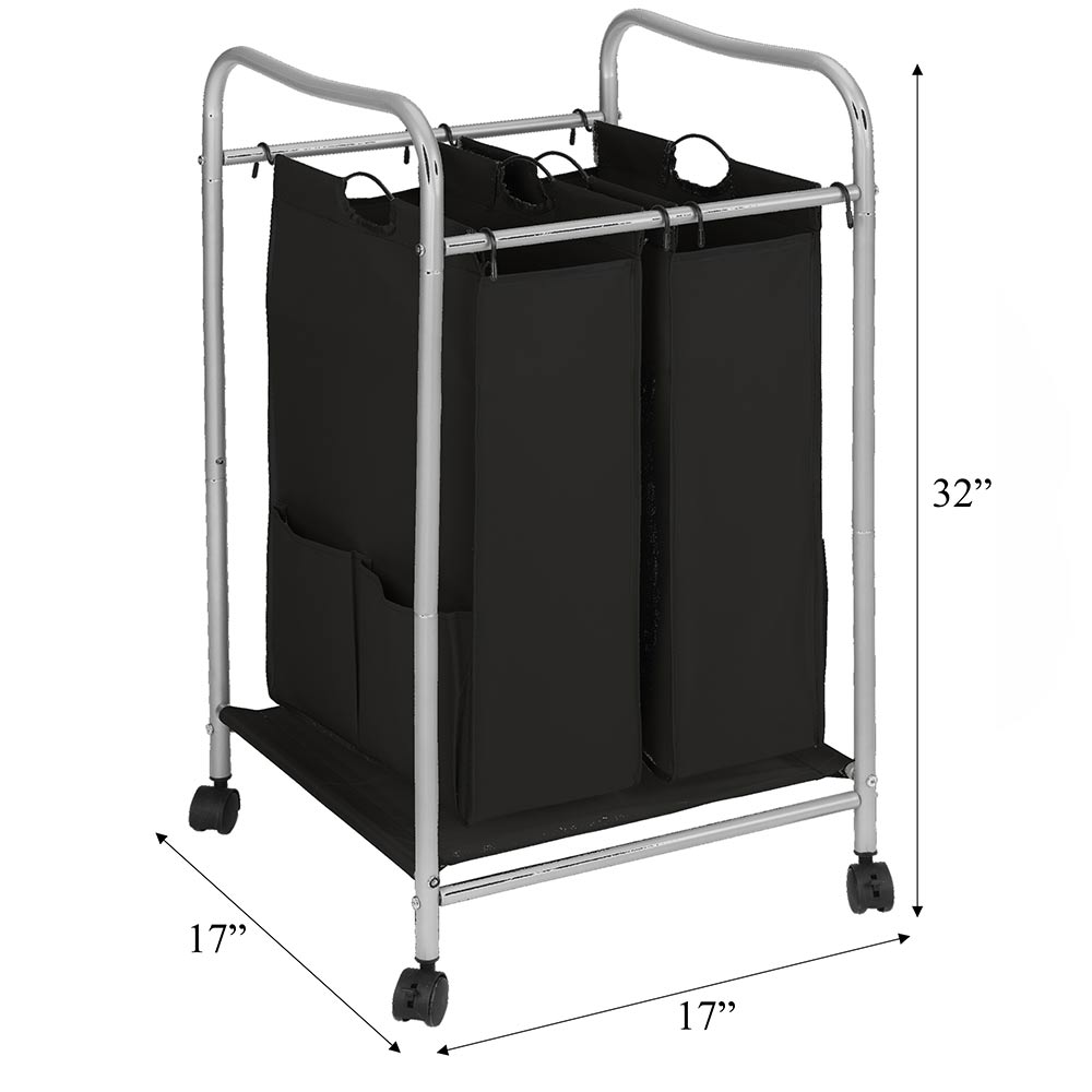 Rolling Laundry Hamper 3 Bags with Iron Board