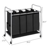 Rolling Laundry Hamper 3 Bags with Iron Board