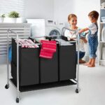 Rolling Laundry Hamper 3 Bags with Iron Board