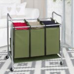 Rolling Laundry Hamper 3 Bags with Iron Board