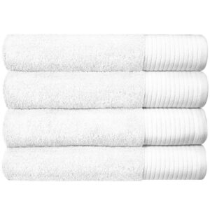 Soft Bath Towels Ultra Absorbent 100% Cotton Eco-Friendly Set 600 GSM - 4 PCS, White