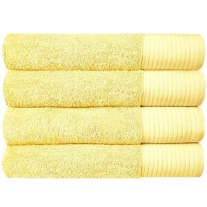 Soft Bath Towels Ultra Absorbent 100% Cotton Eco-Friendly Set 600 GSM - 4 PCS, Yellow