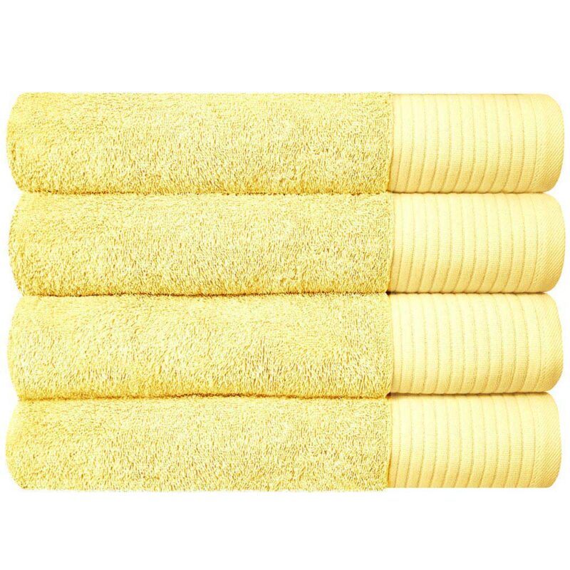 Soft Bath Towels Ultra Absorbent 100% Cotton Eco-Friendly Set 600 GSM - 4 PCS, Yellow