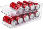 Jinamart Refrigerator Organizer Bins Pop Soda Can Dispenser (12oz, Wide) Beverage Holder for Fridge, Freezer, Kitchen, Countertops, Cabinets - Clear Plastic Canned Food Pantry Storage Rack