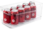 Jinamart Refrigerator Organizer Bins Pop Soda Can Dispenser (12oz, Wide) Beverage Holder for Fridge, Freezer, Kitchen, Countertops, Cabinets - Clear Plastic Canned Food Pantry Storage Rack