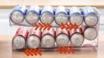 Jinamart Refrigerator Organizer Bins Pop Soda Can Dispenser (12oz, Wide) Beverage Holder for Fridge, Freezer, Kitchen, Countertops, Cabinets - Clear Plastic Canned Food Pantry Storage Rack