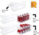 Jinamart Refrigerator Organizer Bins Pop Soda Can Dispenser (12oz, Wide) Beverage Holder for Fridge, Freezer, Kitchen, Countertops, Cabinets - Clear Plastic Canned Food Pantry Storage Rack