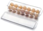 Jinamart (Set of 1) Egg Holder for Fridge 14 Eggs Stackable Plastic Eggs Organizer with Lid Egg Storage Container for Refrigerator (14 Eggs/1 PCS)