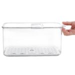 Jinamart Produce Saver Container 1 PACK (Large Size) Stackable Vegetable Fruit Container with Vents, Lid, Drain Tray, Fridge Bins for Veggie, Berries, Fruits and Vegetables, BPA Free